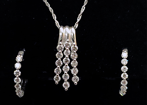 pendant and earrings