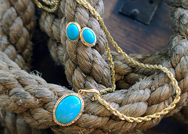pendant and earrings