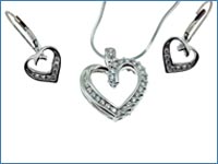 Diamond Heart Necklace and Earrings