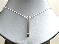 Silver Vertical Bar Pendant with Diamond