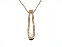Yellow Gold Oval with Diamonds Pendant